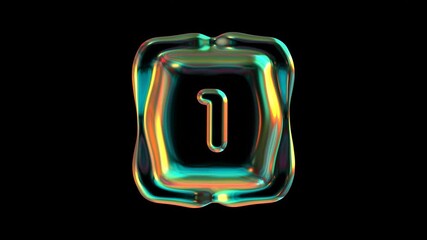 Poster - Number 1 Glowing With Holographic Colors Against A Black Background
