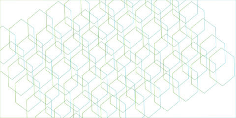 Fototapete - Abstract hexagonal futuristic geometric backdrop White background and embossed hexagon , honeycomb green cube hexagon concept design.Modern style of hipster isolated. Monochrome concept. diamond.