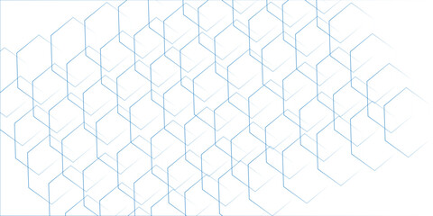Fototapete - Abstract hexagonal futuristic geometric backdrop White background and embossed hexagon , honeycomb sky blue cube hexagon concept design.Modern style of hipster isolated. Monochrome concept. diamond.
