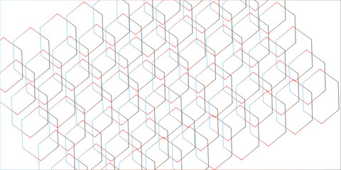 Fototapete - Abstract hexagonal futuristic geometric backdrop White background and embossed hexagon , honeycomb colorful cube hexagon concept design.Modern style of hipster isolated. Monochrome concept. diamond.