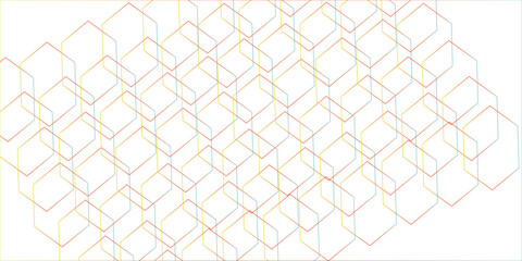 Fototapete - Abstract hexagonal futuristic geometric backdrop White background and embossed hexagon , honeycomb gold cube hexagon concept design.Modern style of hipster isolated. Monochrome concept. diamond.