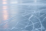 Ice rink surface with skate marks skating ice skating