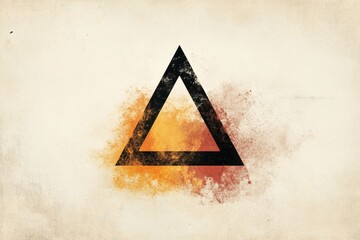 Poster - This image features an abstract triangle shape surrounded by warm color splashes, creating a unique and artistic backdrop. Perfect for creative projects.
