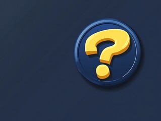 Leinwandbilder - Yellow question mark vector icon inside a circle on a solid deep blue background