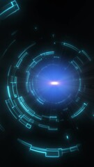 Aufkleber - Glowing blue digital tunnel with concentric circles and bright center, evoking sci-fi technology and virtual data flow