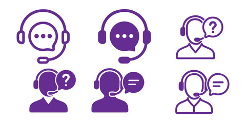 Wall Mural - customer service and support icon set. containing assistance, operator, help desk, technical, call c