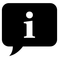 Poster - Information icon in a black speech bubble with a white i and dot representing assistance and help text