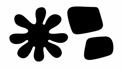 Poster - Black ink blot with eight extensions and two rounded rectangles on a white background design element