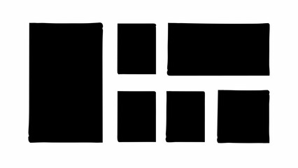 Leinwandbilder - Composition of black rectangles of varying sizes arranged on a white background in a grid like pattern