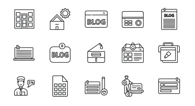 Collection of Simple Black and White Icon Set.