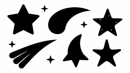 Poster - Illustration of various celestial elements including stars comets and abstract shapes in black color 100