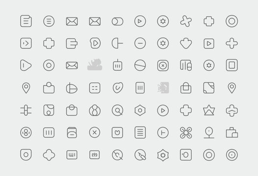 Web design icon set with diverse internet symbols: vector buttons for business and mobile interfaces