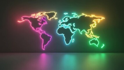 Poster - Vibrant Neon World Map Art Piece for Modern Décor and Creative Spaces 4k video footage