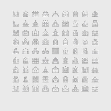 Web design vector icon set: seamless pattern of house and business computer symbols