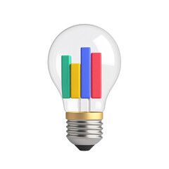 Poster - Light Bulb With Color Bar Graph Representing Data Analysis And Business Ideas On Transparent Background