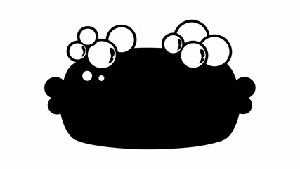 Poster - Illustration of a black soap bar with white bubbles on top against a white background in vector format