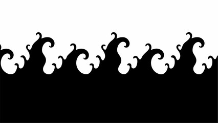 Poster - Stylized black waves border design against a white background creating a dynamic and fluid pattern effect