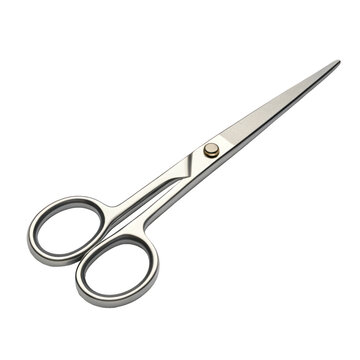 3D rendering office scissors to cut paper isolated on a transparent background