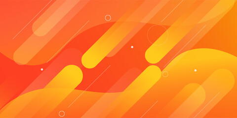 Poster - Modern abstract orange banner background. Dynamic shapes composition. Vector illustrator