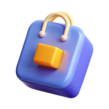 Isometric Shopping Bag Icon Design with Modern 3D Rendering Style for E-commerce and Retail Business Promotions