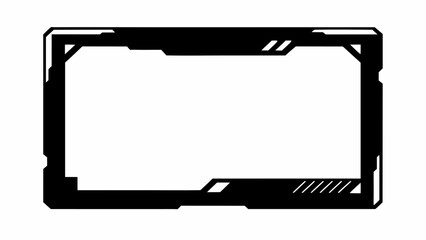 Poster - Black and white rectangular frame with geometric shapes and futuristic design elements around the border area