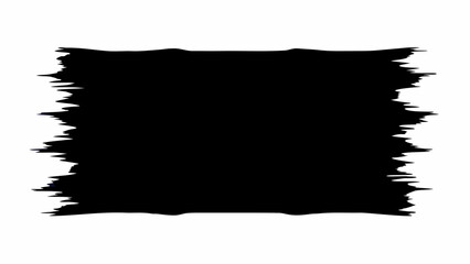 Poster - Abstract black brush stroke with jagged edges on a white background creating a textured rectangular shape design