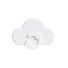 Poster - White Cloud Icon With Circular Arrow Represents Data Synchronization On Transparent Background