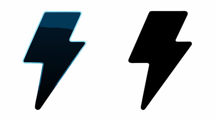 Poster - Illustration of two lightning bolt icons one in blue and one in black on a white background design element