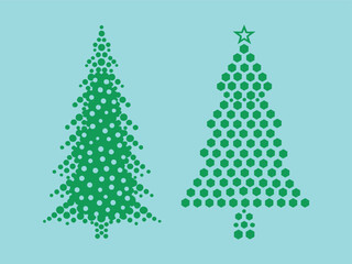 Wall Mural - Minimalist Christmas Tree Design with Dots and Geometric Shapes