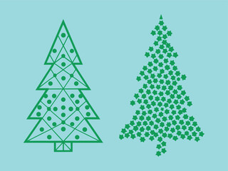 Wall Mural - Minimalist Christmas Tree Design with Dots and Geometric Shapes