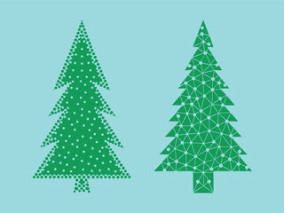 Wall Mural - Minimalist Christmas Tree Design with Dots and Geometric Shapes