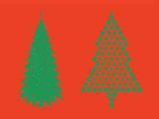 Wall Mural - Minimalist Christmas Tree Design with Dots and Geometric Shapes