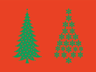 Wall Mural - Minimalist Christmas Tree Design with Dots and Geometric Shapes