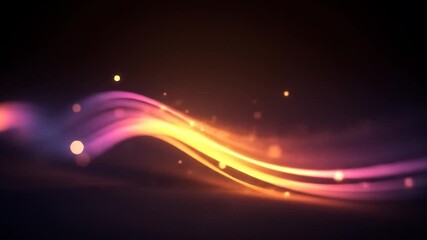 Wall Mural - dynamic glowing neon light trails flowing across dark background with sparkling particles.