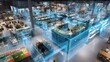 © Koplexs-Stock - Supermarket interior with digital overlay showing data or information visualization.