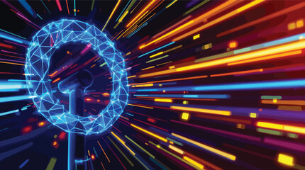Poster - Abstract digital steering wheel with data trails illustrating connection and innovation.