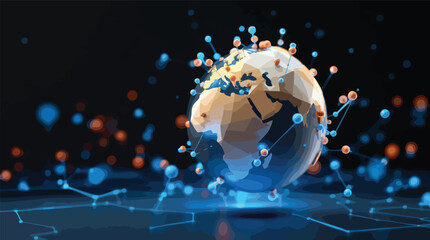 Poster - Digital global network connections and modern technology data visualization concept illustration.