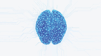 Poster - Futuristic blue digital brain illustration representing artificial intelligence and neural networks.