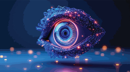 Poster - Futuristic digital eye representing artificial intelligence and technological advancement with a focus.