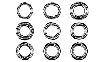 Poster - Set of sci fi black circle and frame user interface elements technology futuristic design modern creative on white background vector