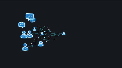 Poster - Networking and communication visualization illustrating digital connections and messaging in the digital age.