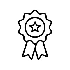 Poster - Illustration of a black and white award ribbon with a star in the center and wavy edges design