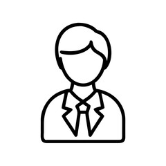 Poster - Illustration of a person in a suit and tie with short hair in a simple black outline style icon design