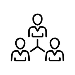Poster - Simple outline icon showing a hierarchy of three people connected by lines representing structure