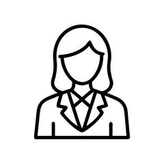 Poster - Illustration of a woman in a blazer with short hair and no face shown in a simple line drawing style