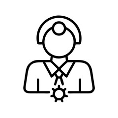 Poster - Illustration of a person with a hat and a medal, depicted in a minimalist black outline style drawing
