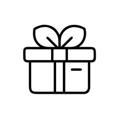 Poster - Illustration of a simple gift box with a bow, depicted in a minimalist line art style on a white background