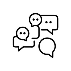 Poster - Illustration of several speech bubbles with varying contents and shapes in a black outline style