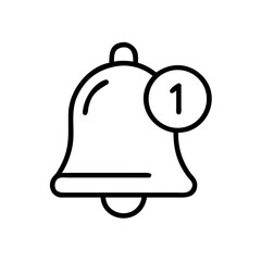 Poster - Outline drawing of a bell with a notification bubble containing the number one indicating a new alert received