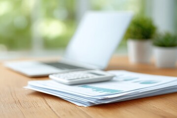 Poster - clean minimalistic image captures financial auditors in modern office environment as they meticulously review documents